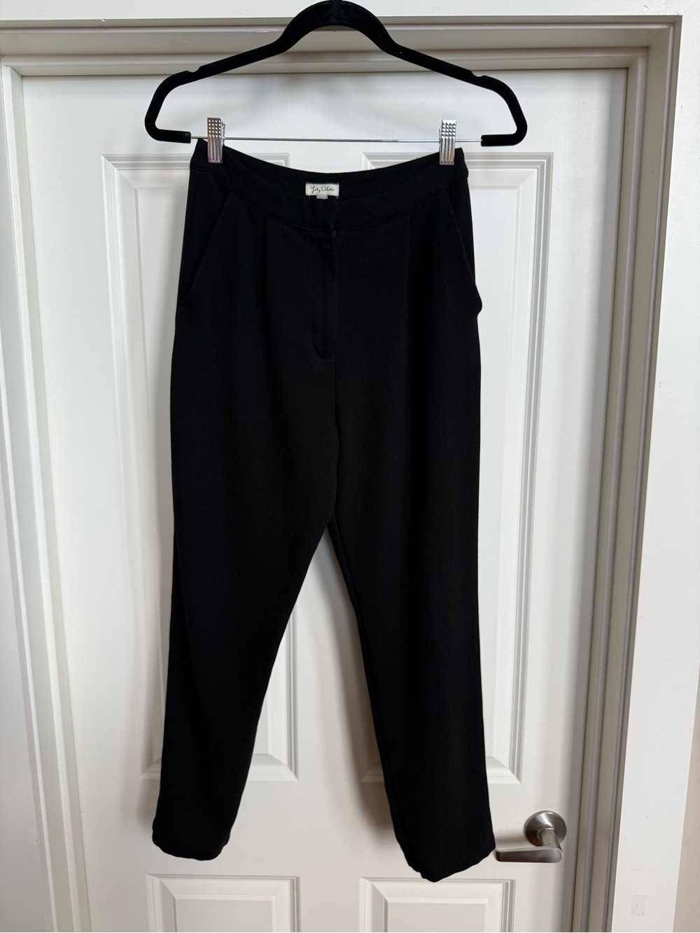 Lily White Black High-Waist Tapered Dress Pants